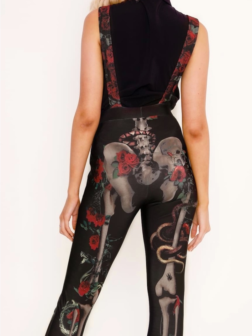 BlackMilk | Creeper Ribs Long Overalls XL NWT Gothic Skeleton Roses Snake Vault - Picture 9 of 10